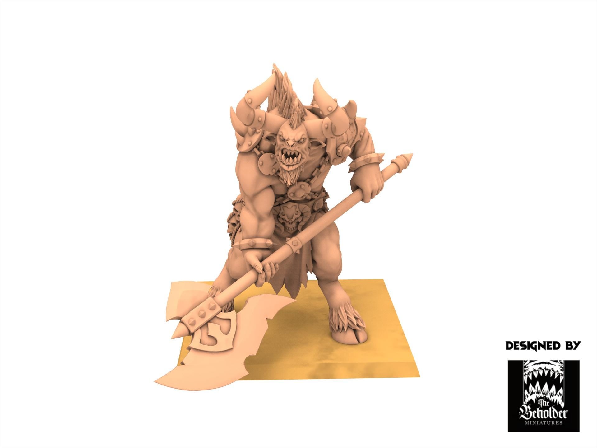Beastmen - Minotaurs two handed Ax - Realms of Mayhem - Beholder Miniature
