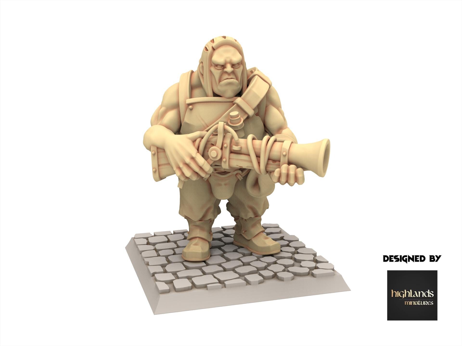 Imperial Fantasy - x3 Ogres with Blunderbuss mercenary - Sunland - Highlands Miniatures