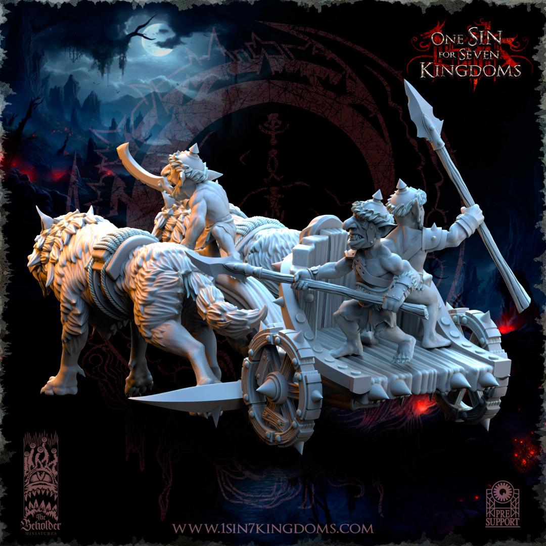 Orc & Goblin - Goblin Chariot Lancer - The Black horde - The Beholder Miniatures
