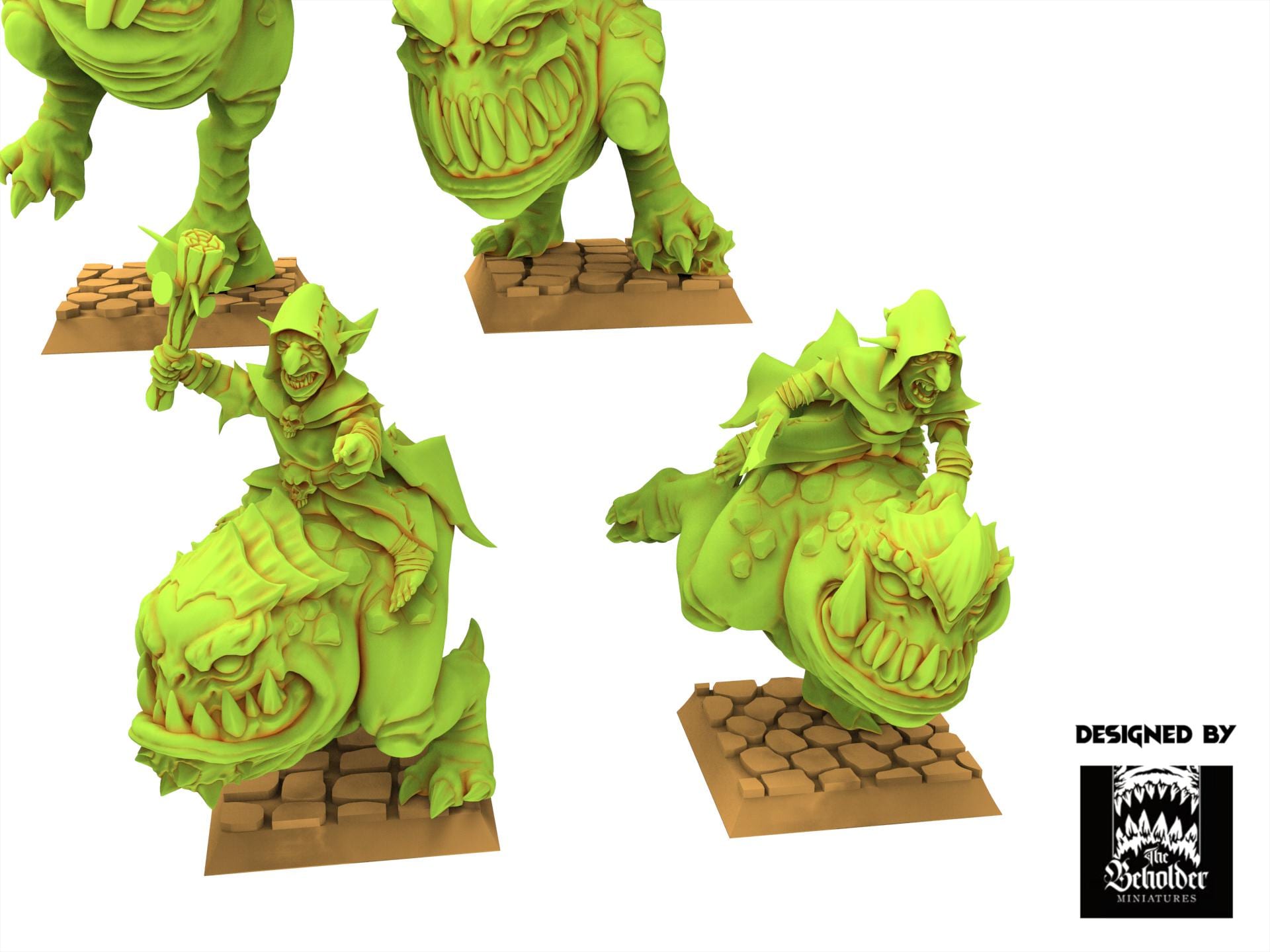 Orc & Goblin - x5 Kavehorror Hopper - The Black horde - The Beholder Miniatures