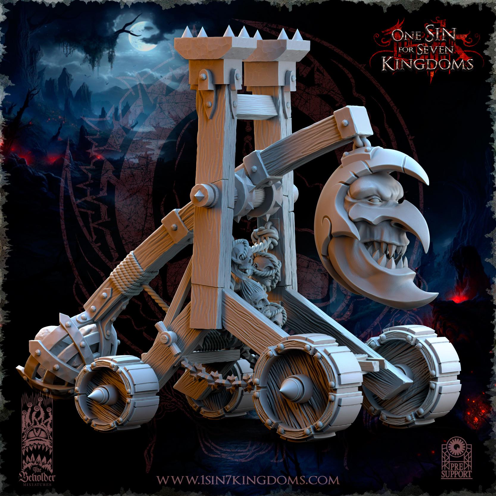 Orc & Goblin - Trebuchert and Crew - The Black horde - The Beholder Miniatures