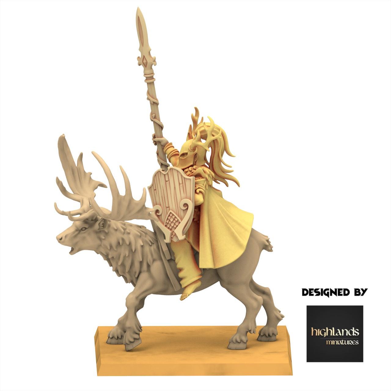 Sylvan Elves - Elf Lord on Feral Stage - Feral - Highlands Miniatures