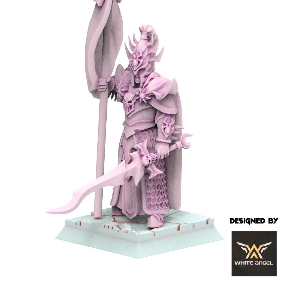 Dark Elves - Dark Standard Bearer - Slaves of Darkness - White Angel Miniatures