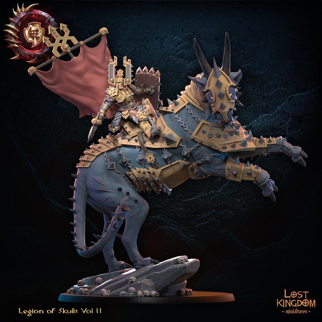 Fantasy Chaos - Blood God Lord on Manticore - Lost Kingdom Miniatures