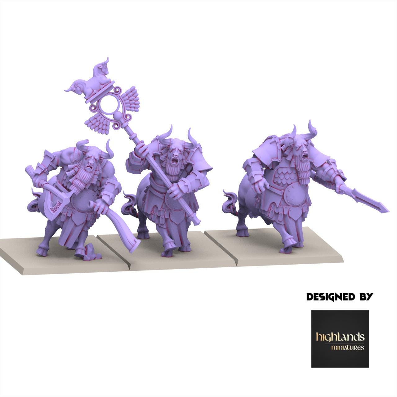 Chaos Dwarves - Minotaurs Heavy Weapons - Sons of Marduk - Highlands Miniatures
