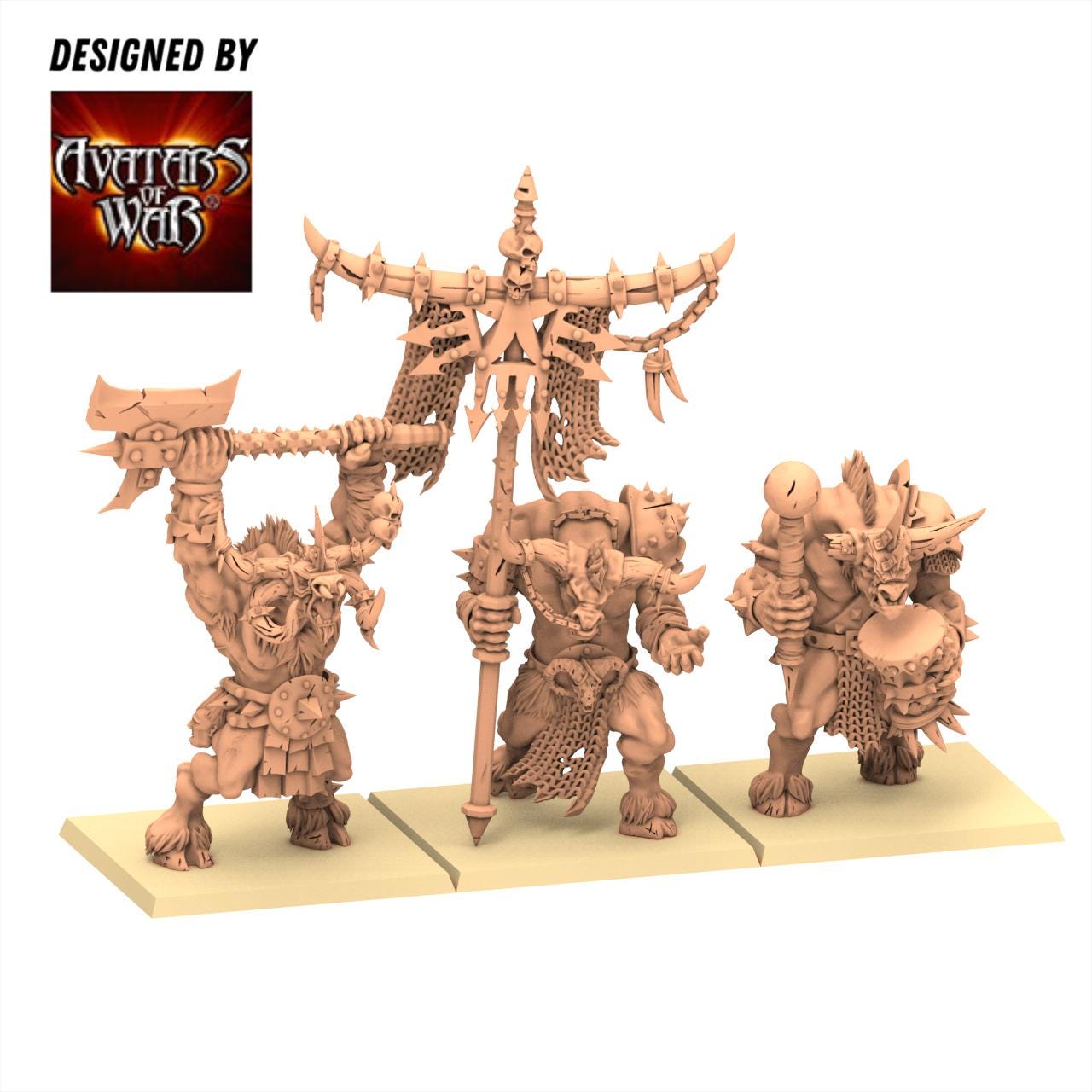 Beastmen - Minotaurs geat weapon battleready - Monopose - 28&32mm scale - Avatar of War