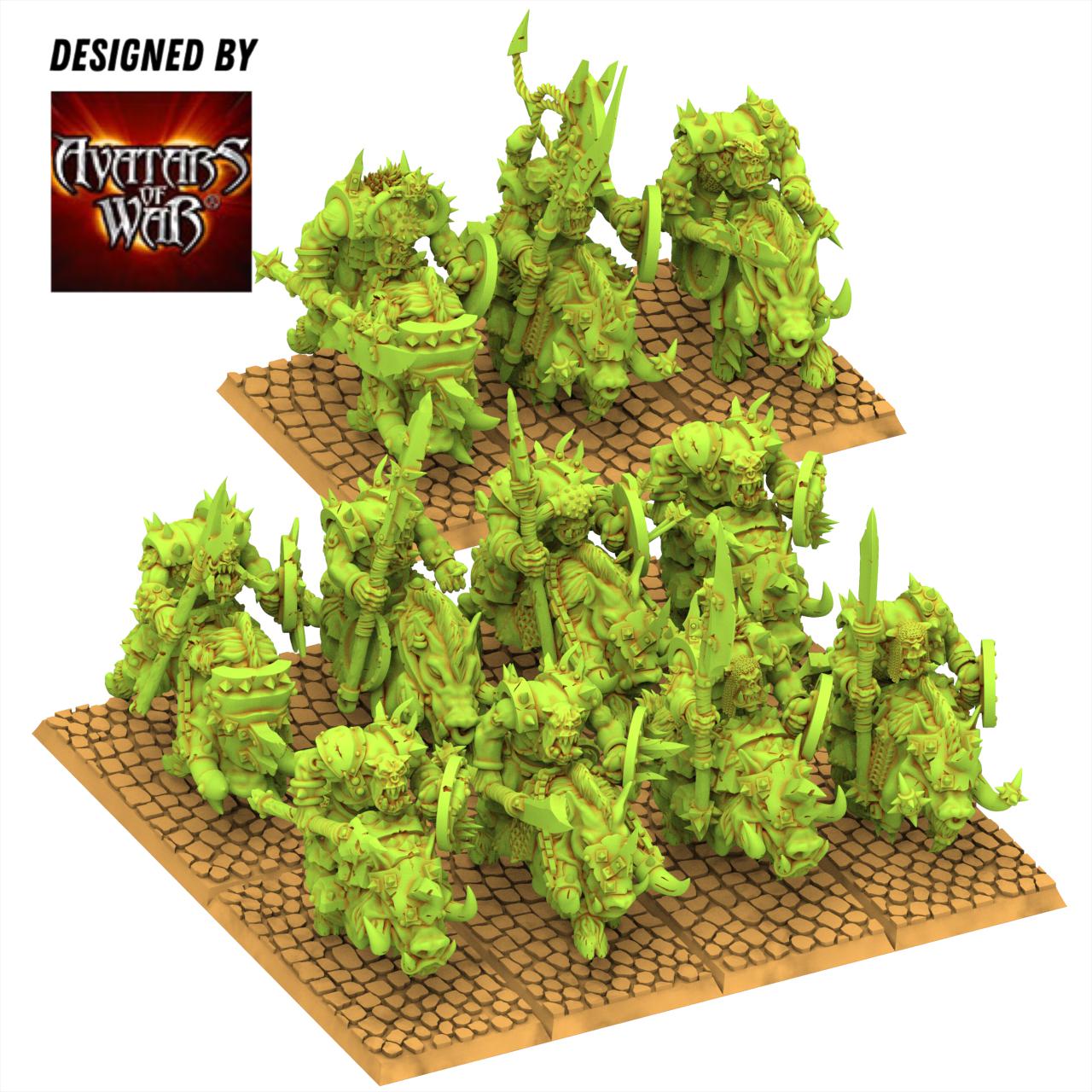 Orc & Goblin - Orc Boar Riders - monopose - 28/32mm scale - Avatar of War