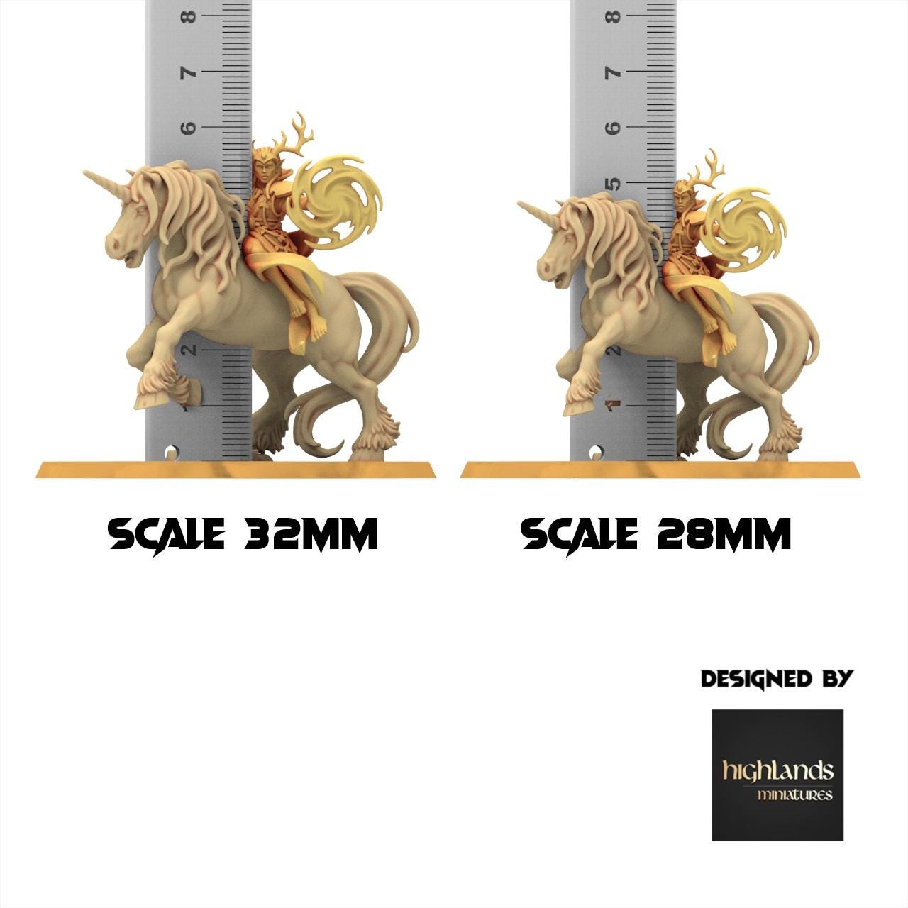 Sylvan Elves - Elf Druid on Unicorn - Feral - Highlands Miniatures