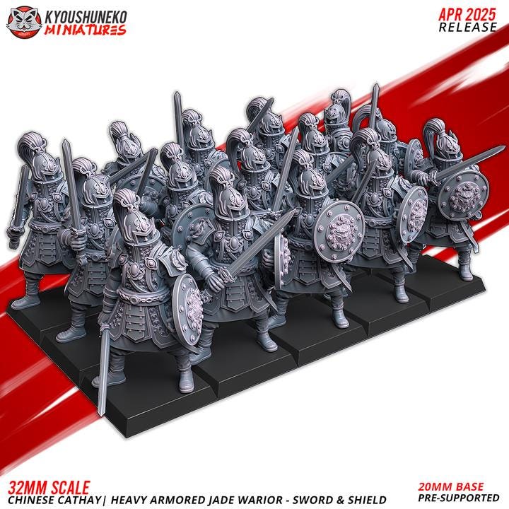 East Empire - Warriors With Sword & Shield - Chinese Cathay - 28&32mm - Kyoushuneko Miniatures