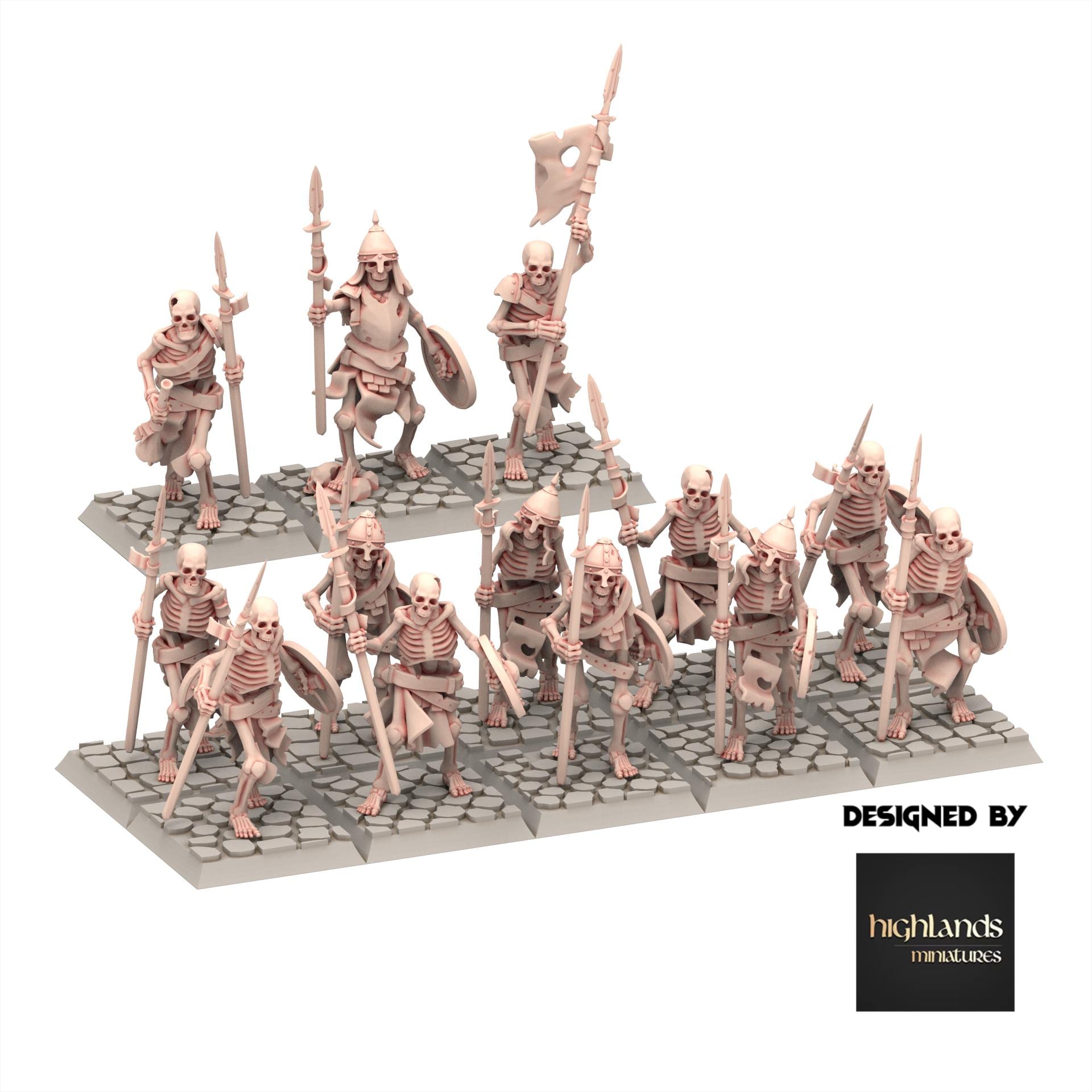 Undead - Skeletons Warriors with Lance - Transilvanya - Highlands Miniatures