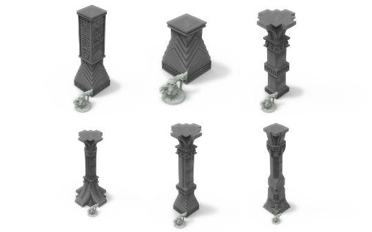 Dwarf mine pillars & stelae usable for lord with the rings, fantasy wargame ... V02-08