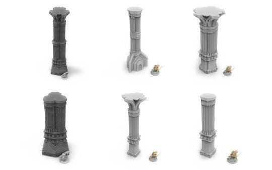 Dwarf mine pillars & stelae usable for lord with the rings, fantasy wargame ... V17-22