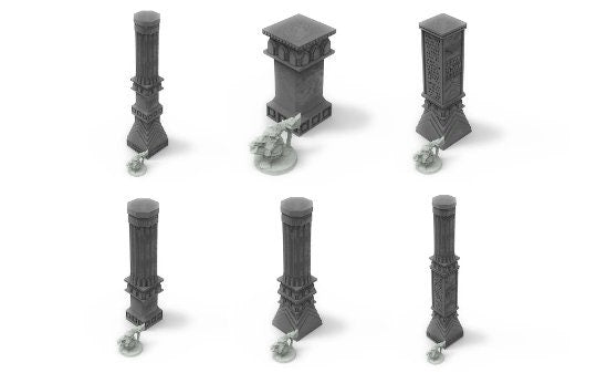 Dwarf mine pillars & stelae usable for lord of the rings, Erebor, Moria, fantasy wargame ... V09-16