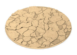 Desertic - Lot of 25mm to 64mm craked desert texture & round bases usable for kill team, necromunda, warmachine, , warcry, AOS