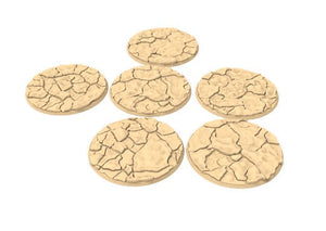 Desertic - Lot of 25mm to 64mm craked desert texture & round bases usable for kill team, necromunda, warmachine, , warcry, AOS