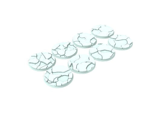 Cracked Ice - Lot of 25mm to 64mm cracked ice texture & round bases usable for warmachine, , warcry, AOS