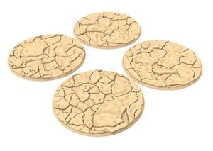 Desertic - Lot of 25mm to 64mm craked desert texture & round bases usable for kill team, necromunda, warmachine, , warcry, AOS