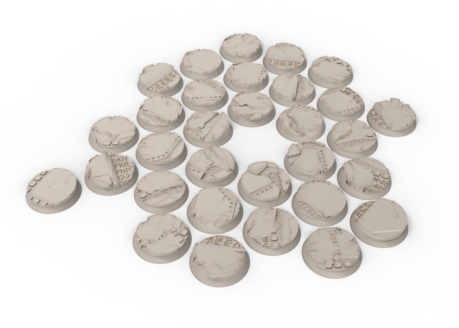 Dwarves - Lot of 25mm to 60mm round bases & mine textures usable for LOTR, warhammer 40k, saga, age of sigmar, confrontation, wargame...