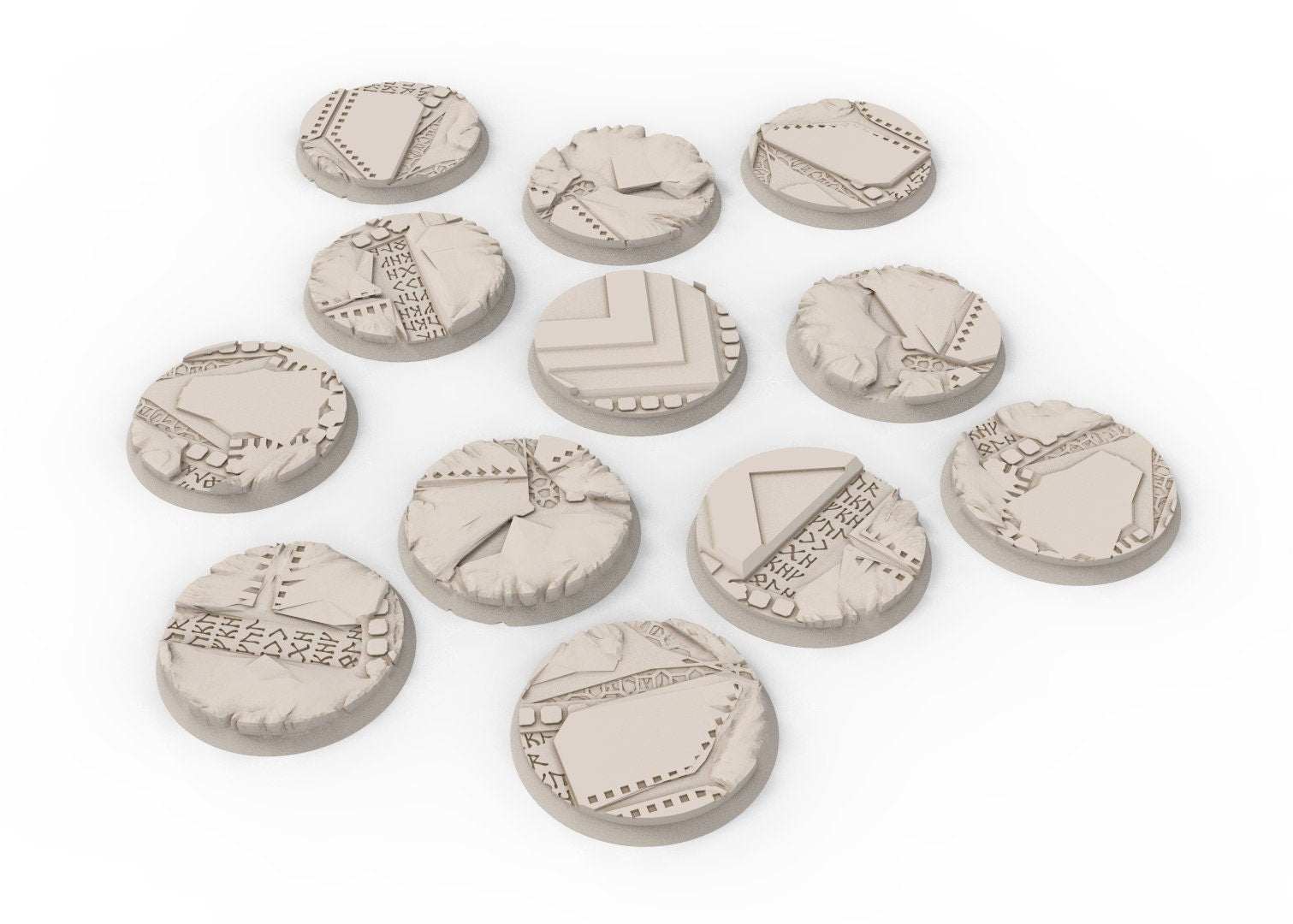 Dwarves - Lot of 25mm to 60mm round bases & mine textures usable for LOTR, warhammer 40k, saga, age of sigmar, confrontation, wargame...