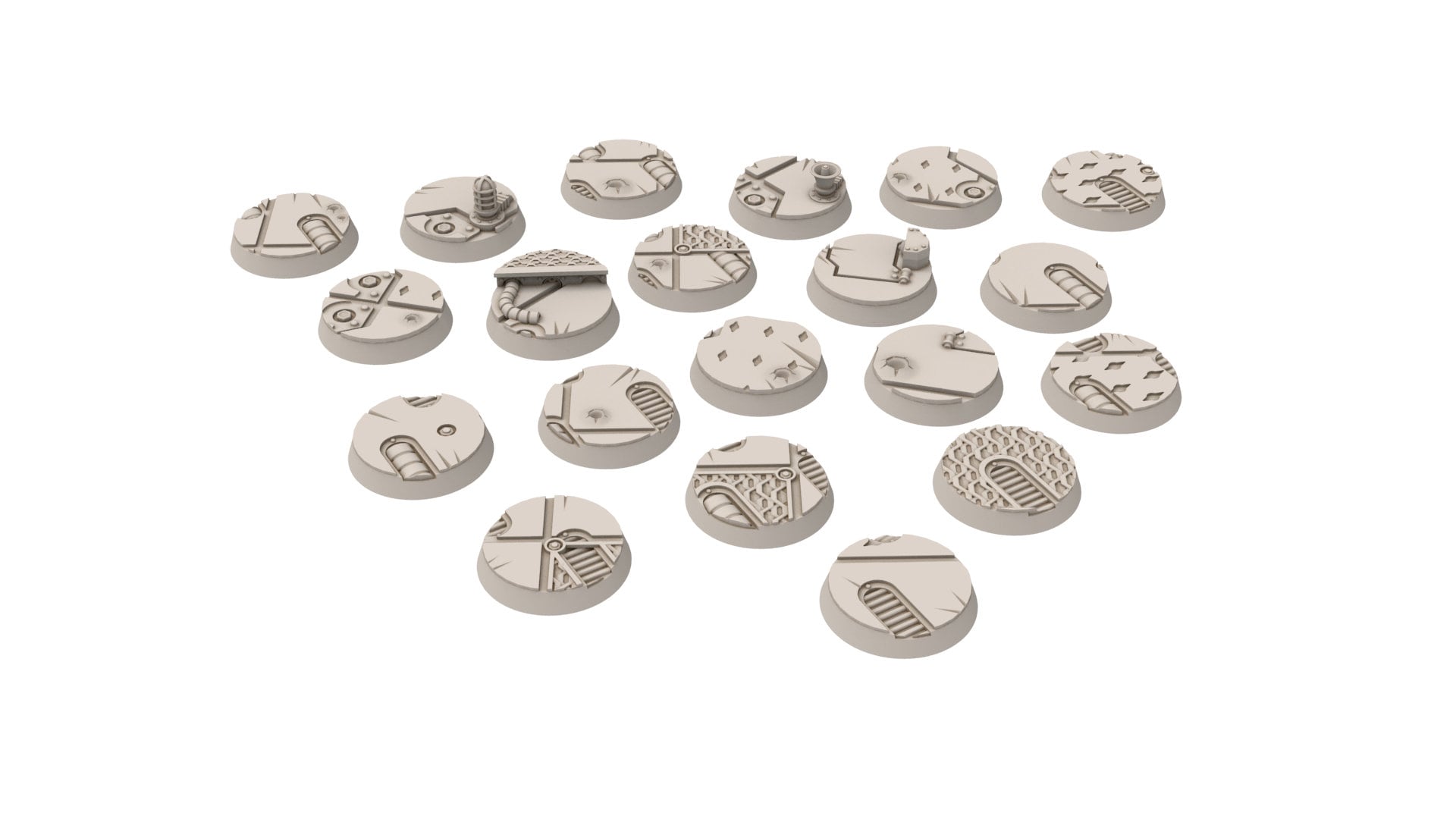 Imperial - Lot of Imperial interstellar starship texture round bases for miniatures, size 25mm