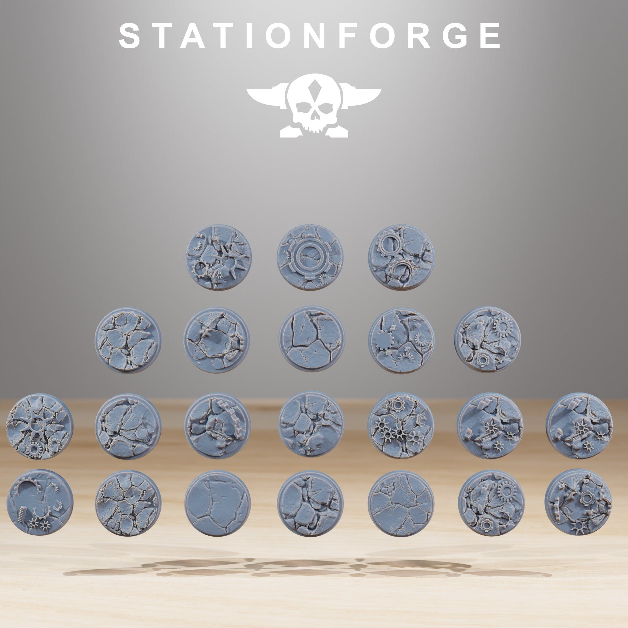 Desertic V2 - Lot of Desertic texture V2 round bases for miniatures, size 25mm, usable for Warmachine, Starfinder and sci-fi wargames.