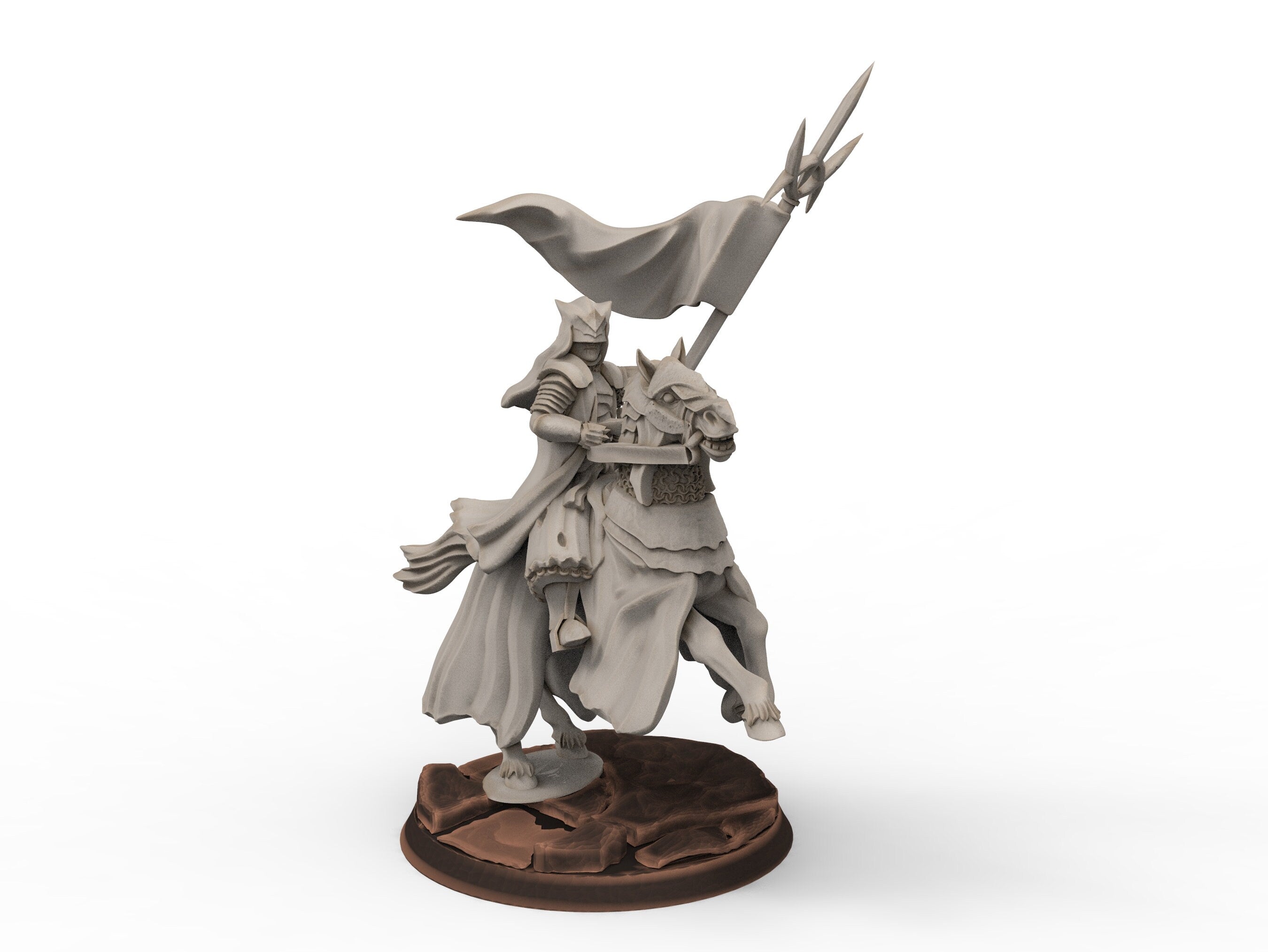 Orcs horde - Dark Souled Staff Mounted, ruins city river, Middle rings miniatures for wargame D&D, Lotr.. Khurzluk Miniatures