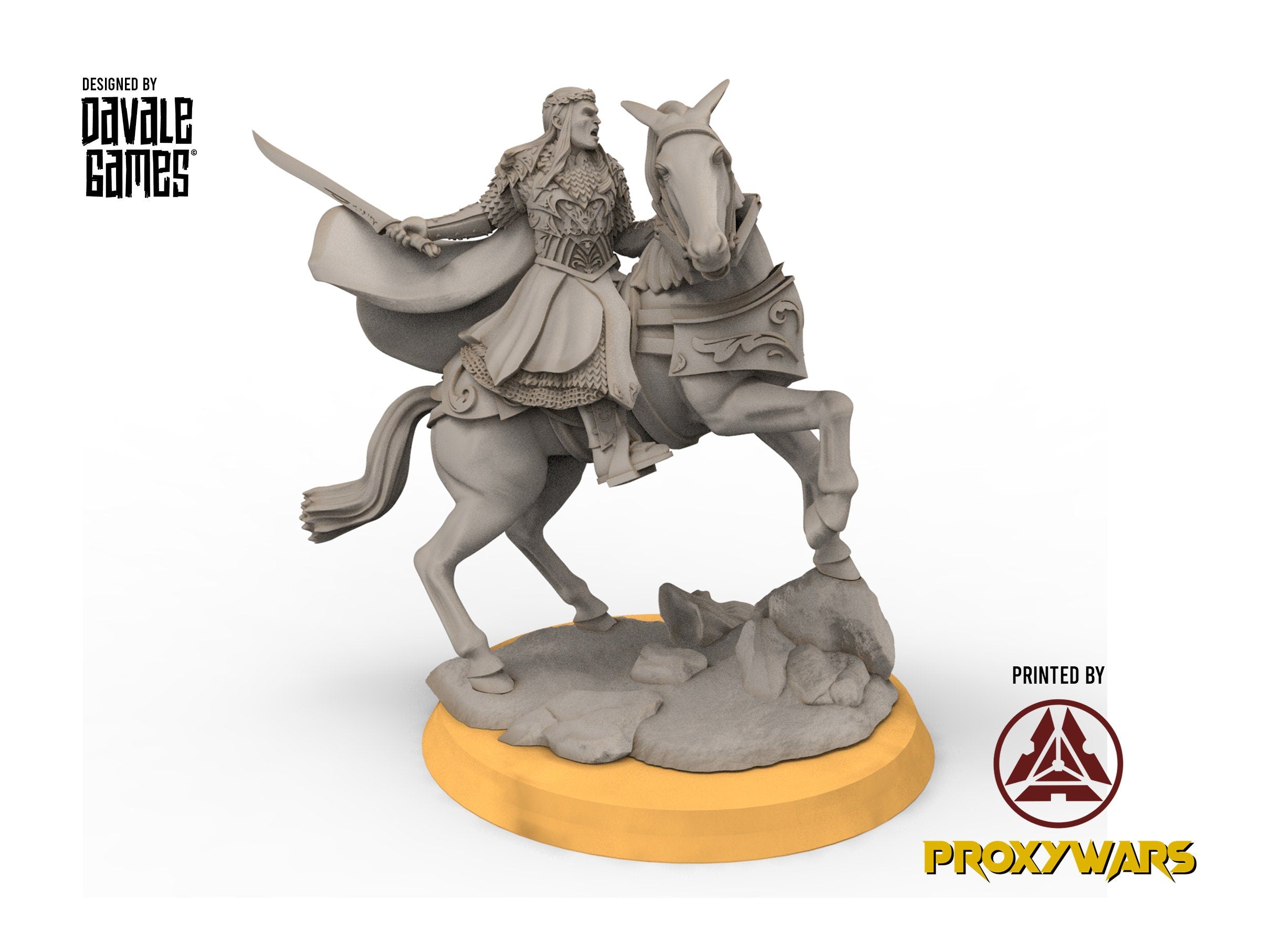 Darkwood - Wooden Elf king on horse, Middle rings miniatures pour wargame D&D, SDA...