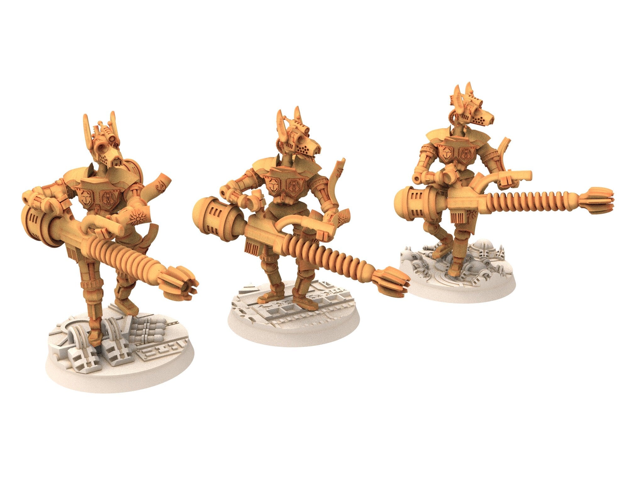 Cinan - Anubis - Chemou - Pakhon : Assault, Battle Drone, space robot guardians of the Necropolis, modular posable miniatures