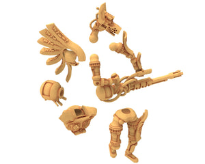 Cinan - Anubis - Chemou - Payni : Assault, Battle Drone, space robot guardians of the Necropolis, modular posable miniatures