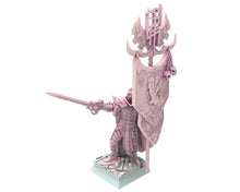 Load image into Gallery viewer, Dark Elves - 32mm Great banner Bearer, dark elves, Merciless north pillars usable for 9th Age, Fantasy Battle, Oldhammer, King of war, D&amp;D
