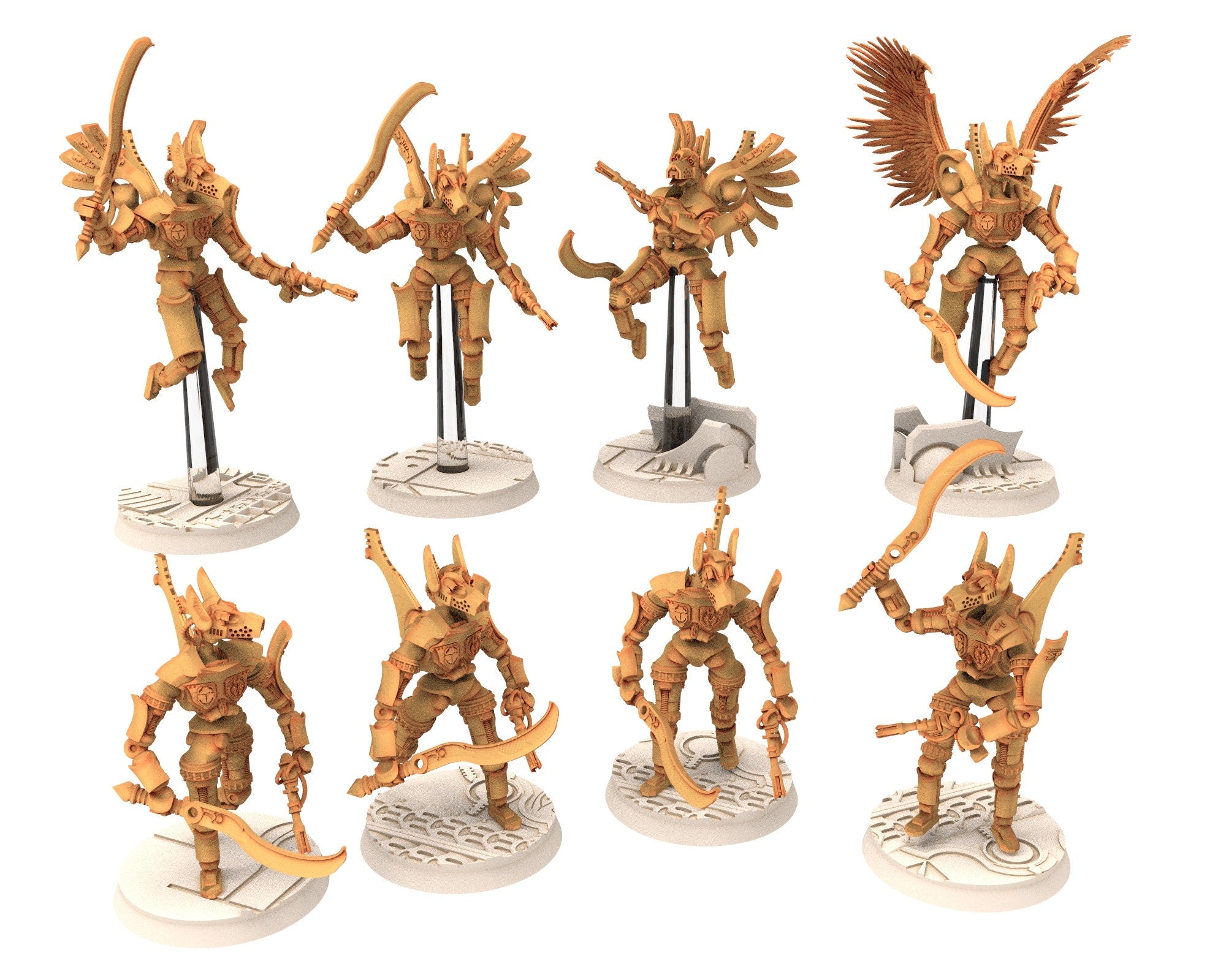 Cinan - Anubis - Akhet - Athyr : Assault, Battle Drone, space robot guardians of the Necropolis, modular posable miniatures