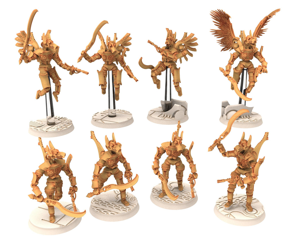 Cinan - Anubis - Akhet - Athyr : Assault, Battle Drone, space robot guardians of the Necropolis, modular posable miniatures