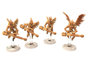 Cinan - Anubis - Chemou - Pakhon : Assault, Battle Drone, space robot guardians of the Necropolis, modular posable miniatures