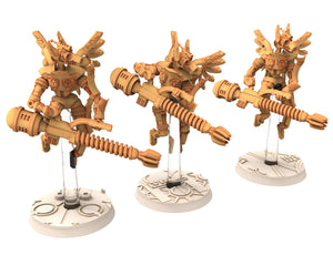 Cinan - Anubis - Chemou - Pakhon : Assault, Battle Drone, space robot guardians of the Necropolis, modular posable miniatures