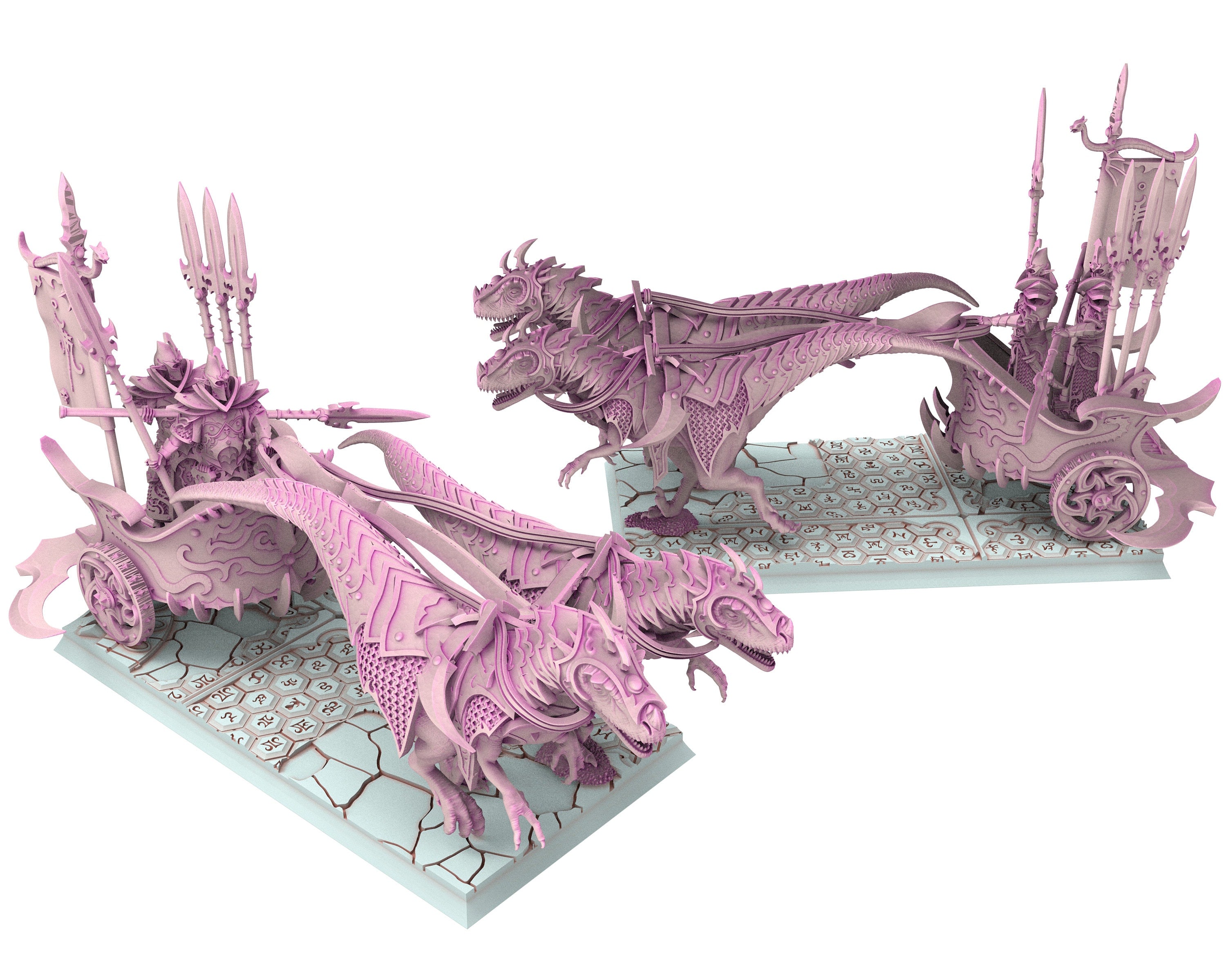 Dark Elves - 28mm Raptor Chariot, dark elves, Merciless north pillars usable for 9th Age, Fantasy Battle, Oldhammer, King of war, D&D