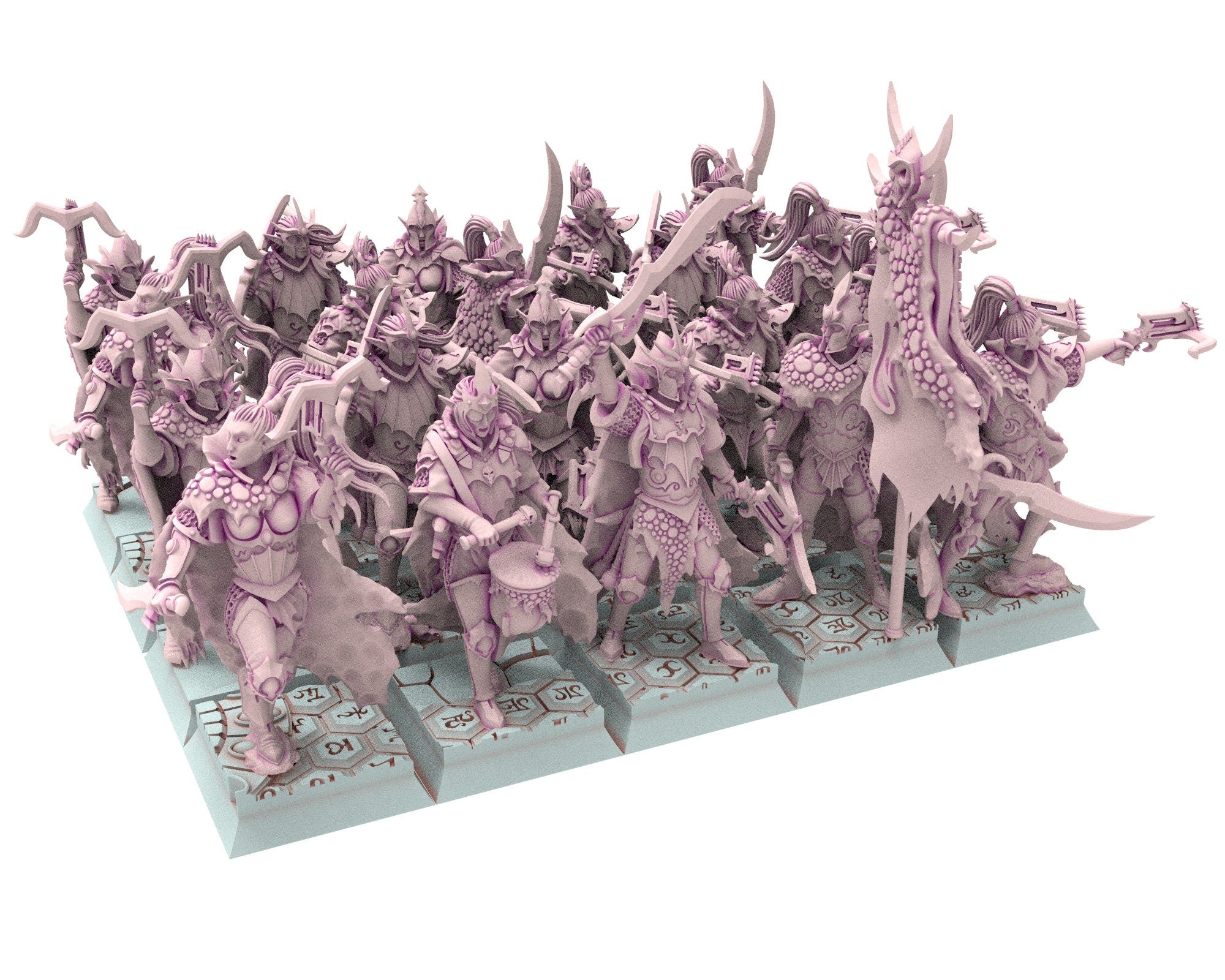 Dark Elves - 32mm Corsairs Crossbows, dark elves, Merciless north pillars usable for 9th Age, Fantasy Battle, Oldhammer, King of war, D&D