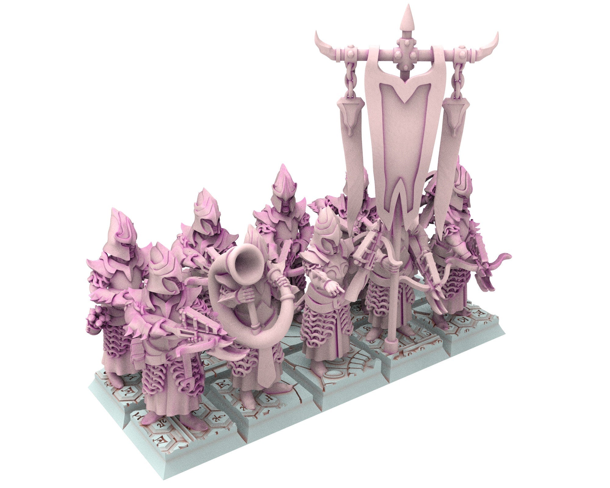 Dark Elves - Spearmen unit 20 soldiers, dark elves, Merciless north pillars usable for 9th Age, Fantasy Battle, Oldhammer, King of war, D&D