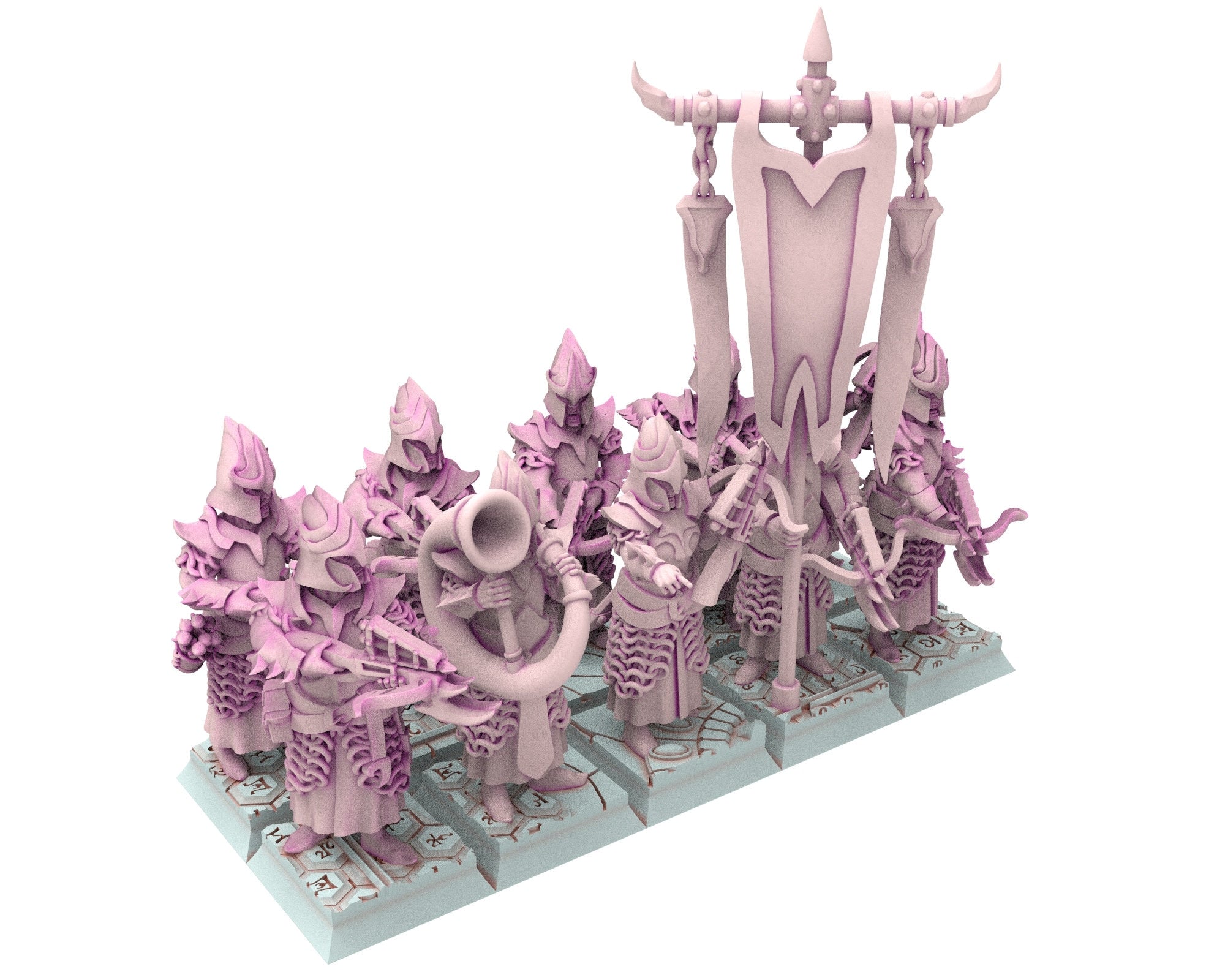 Dark Elves - Crossbow unit 20 soldiers, dark elves, Merciless north pillars usable for 9th Age, Fantasy Battle, Oldhammer, King of war, D&D