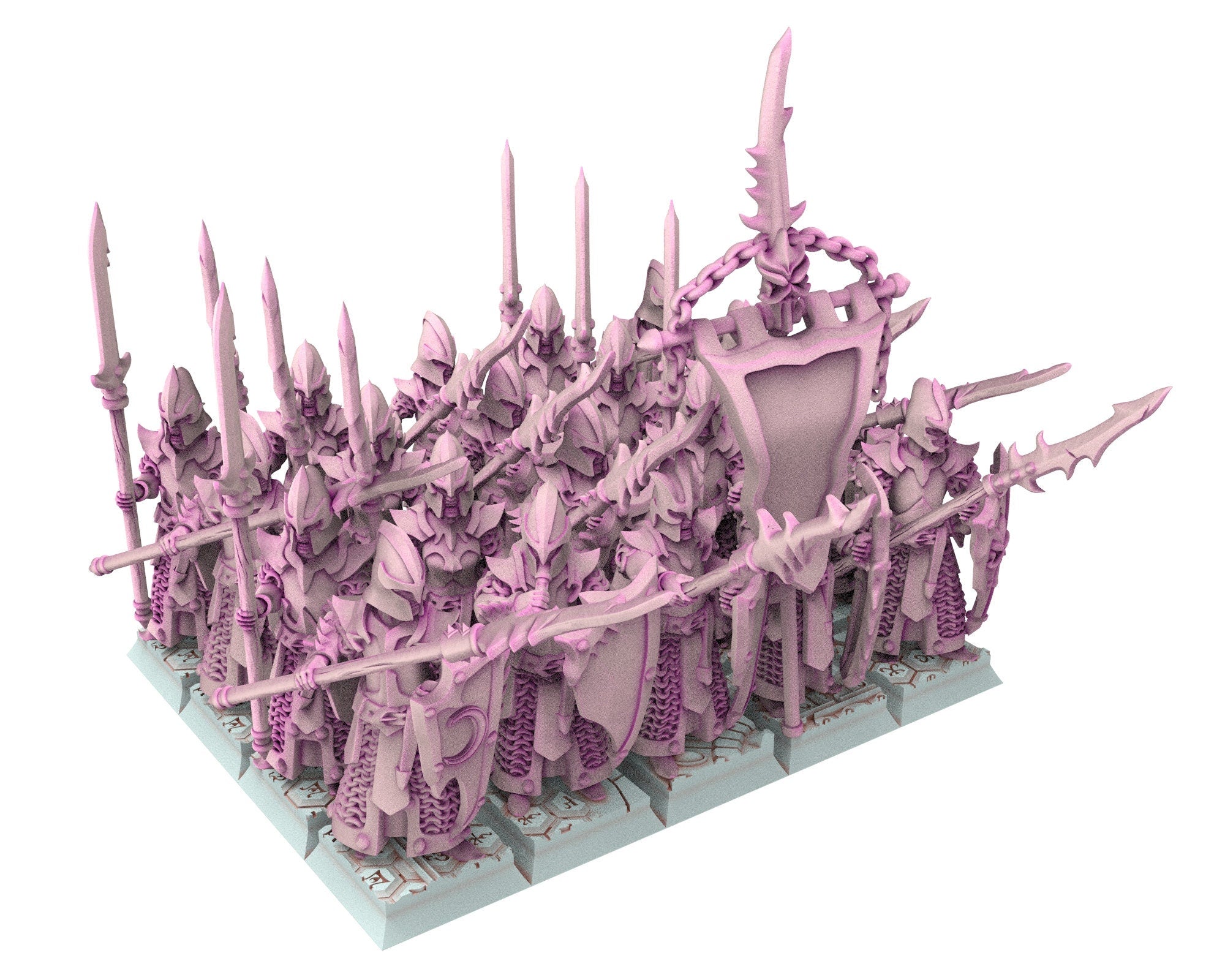 Dark Elves - Swordmen unit 20 soldiers, dark elves, Merciless north pillars usable for 9th Age, Fantasy Battle, Oldhammer, King of war, D&D