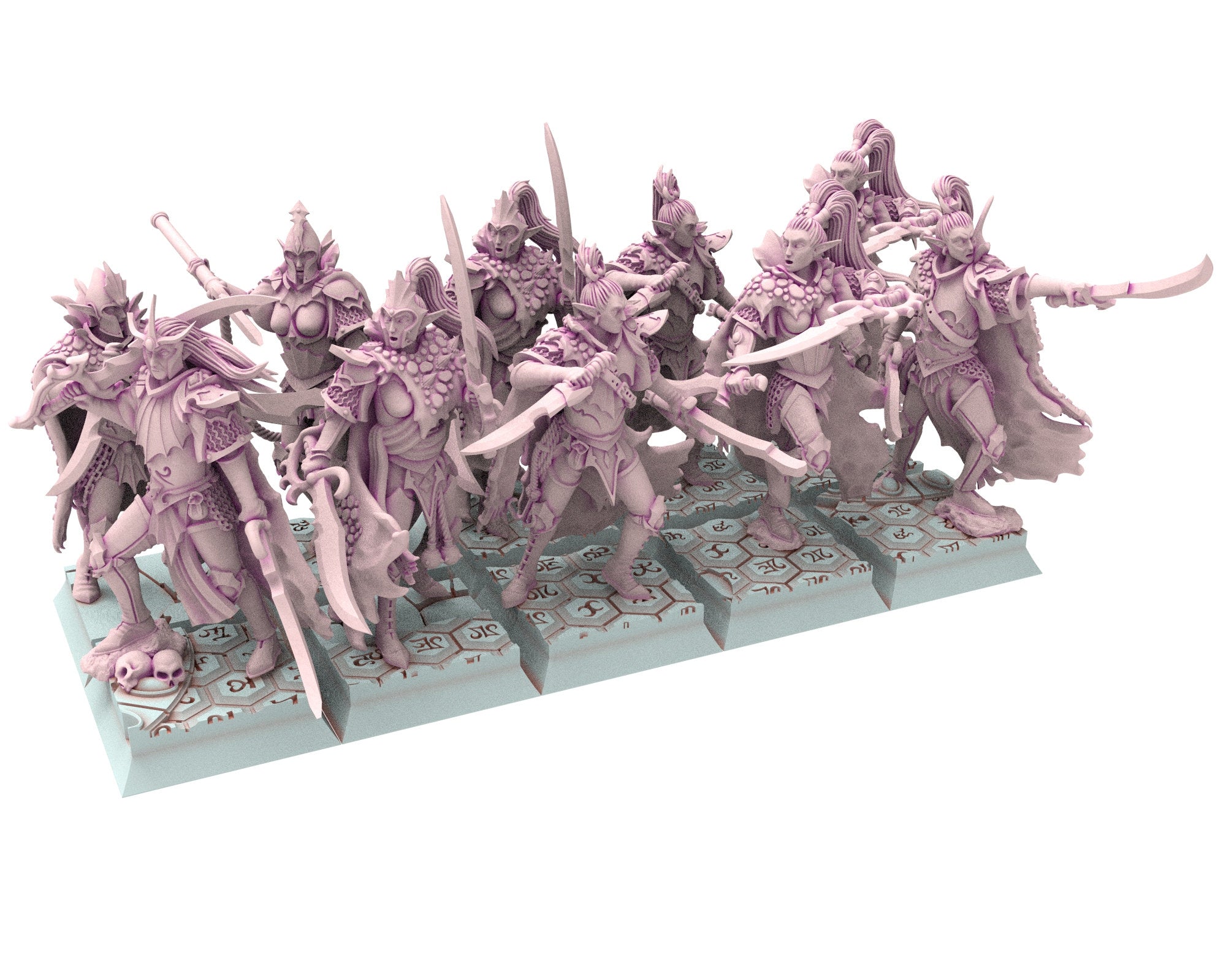 Dark Elves - 28mm Corsairs Crossbows, dark elves, Merciless north pillars usable for 9th Age, Fantasy Battle, Oldhammer, King of war, D&D