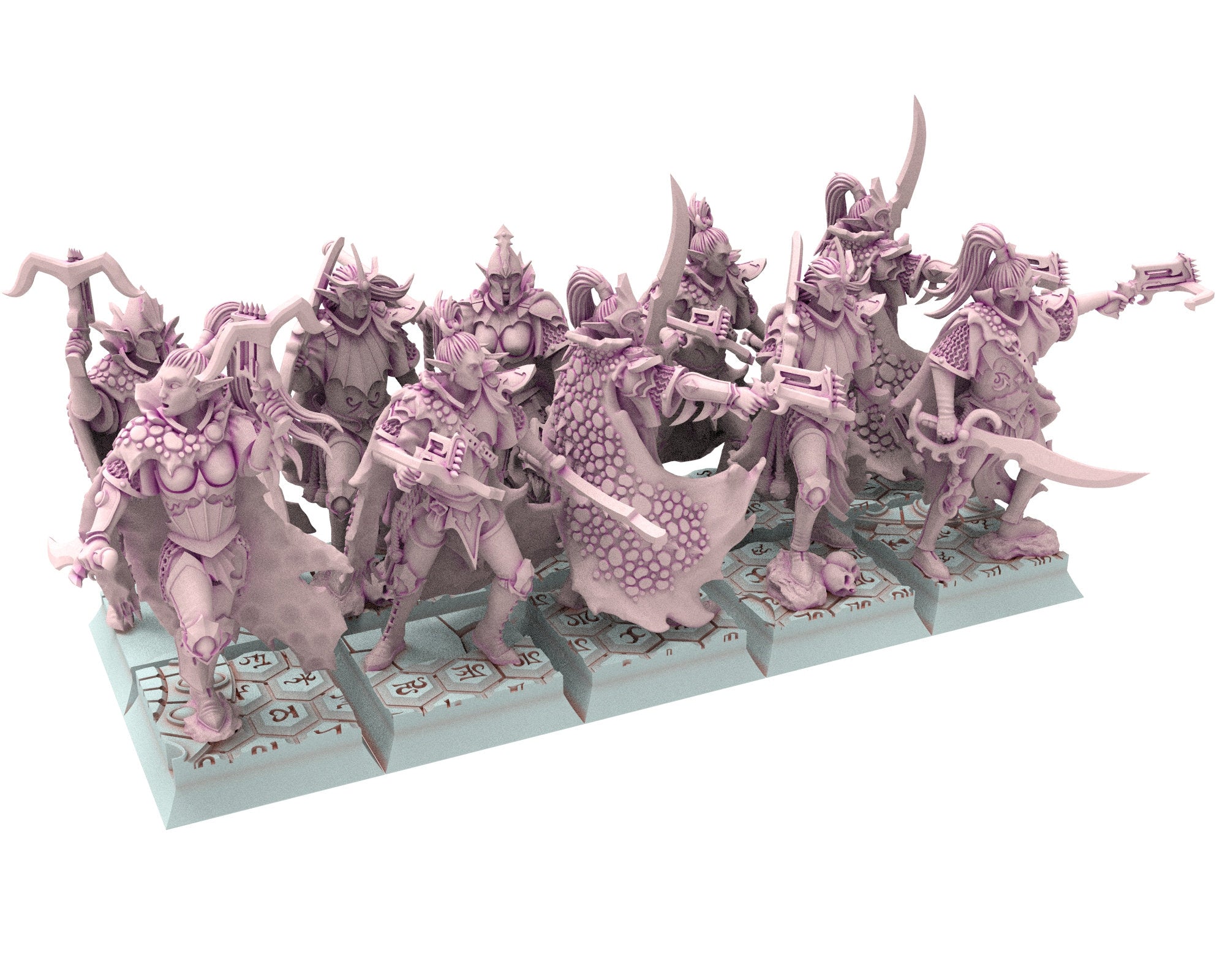 Dark Elves - 28mm Corsairs Crossbows, dark elves, Merciless north pillars usable for 9th Age, Fantasy Battle, Oldhammer, King of war, D&D