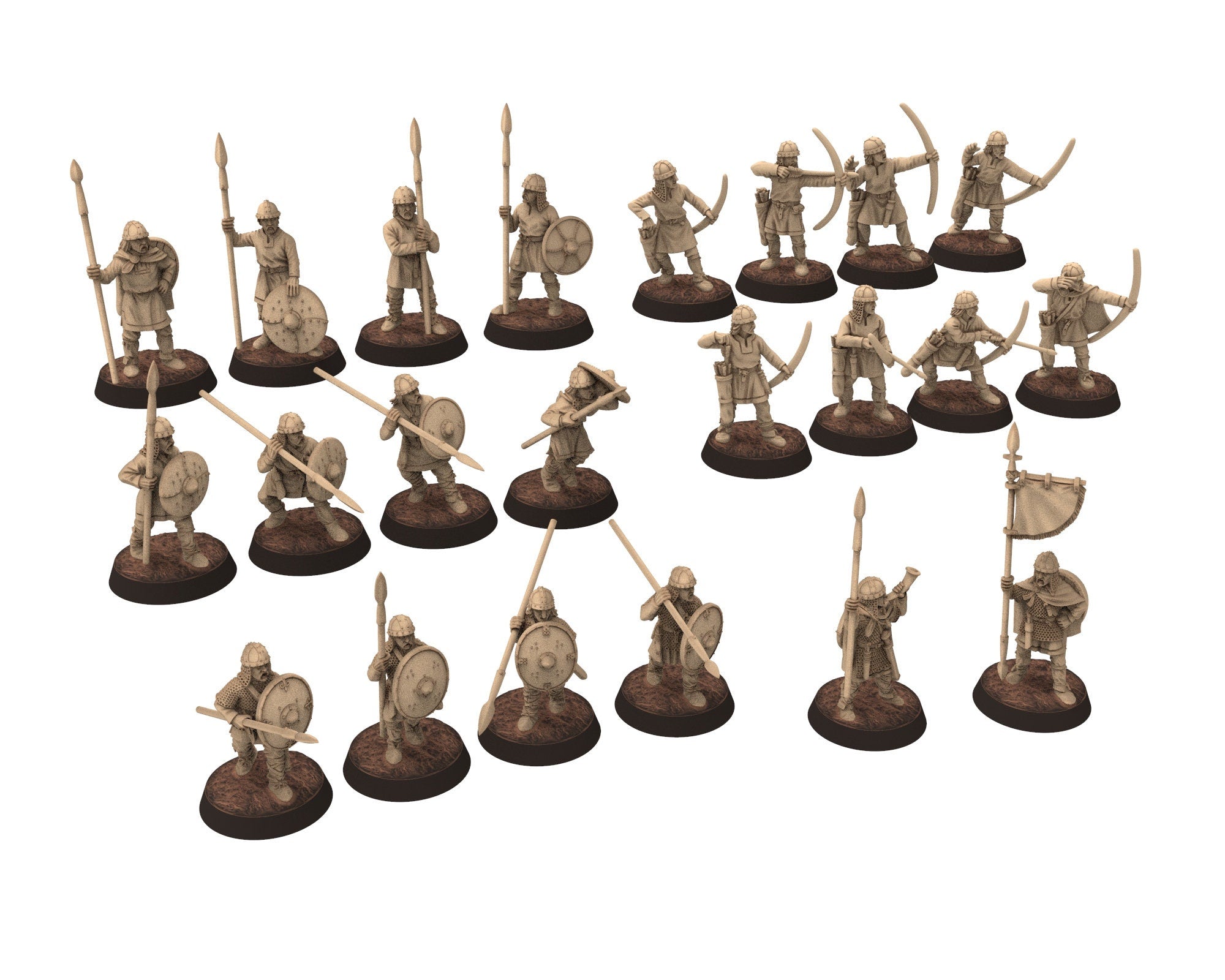 Dark Ages - Carolingian Infantry Small Army bundle Footmen Warriors Frank, Miniatures 28mm, Wargame Historical Saga... Medbury miniature