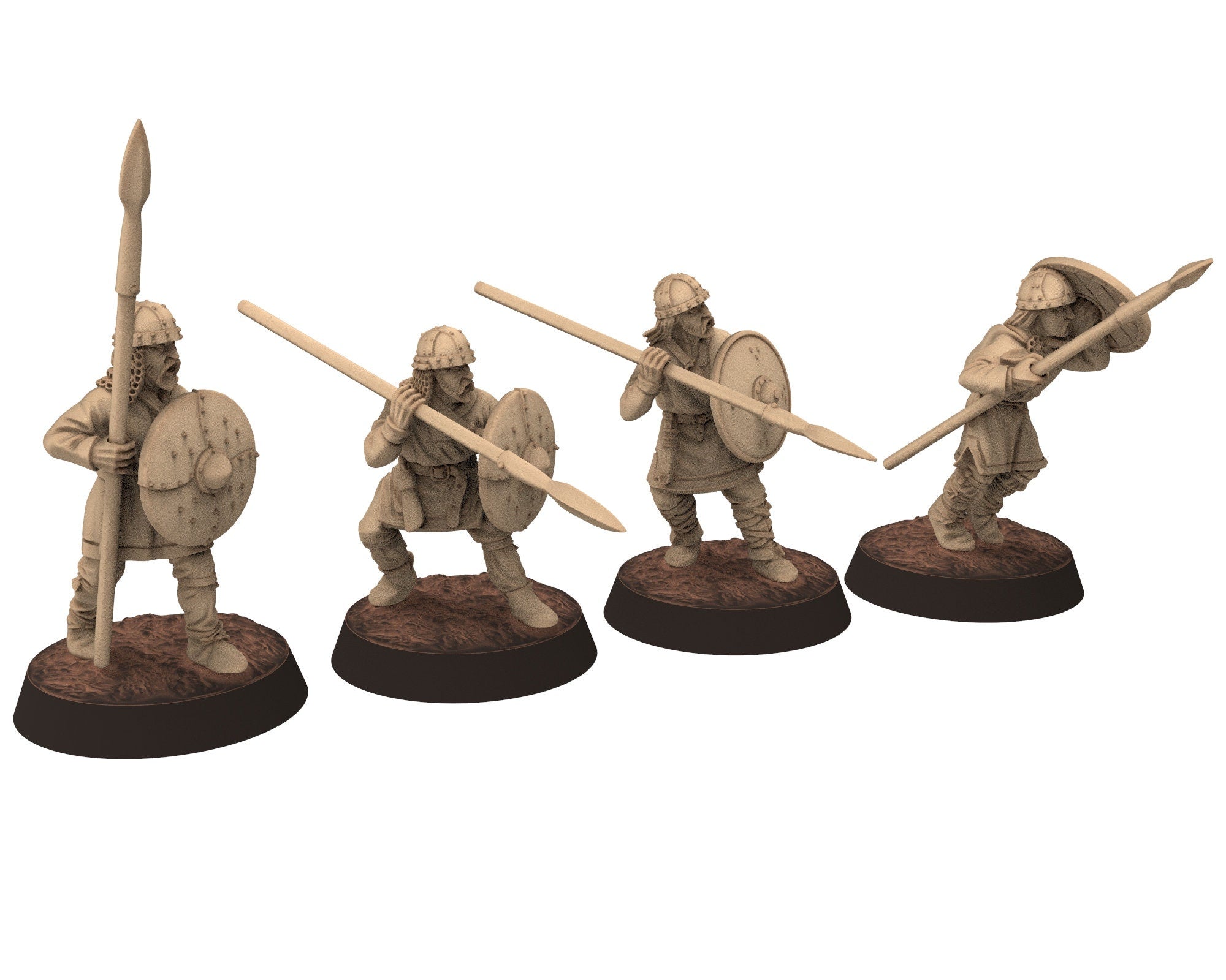 Dark Ages - Spearmen Fighting Carolingian Infantry Footmen Warriors Frank, Miniatures 28mm, Wargame Historical Saga... Medbury miniature