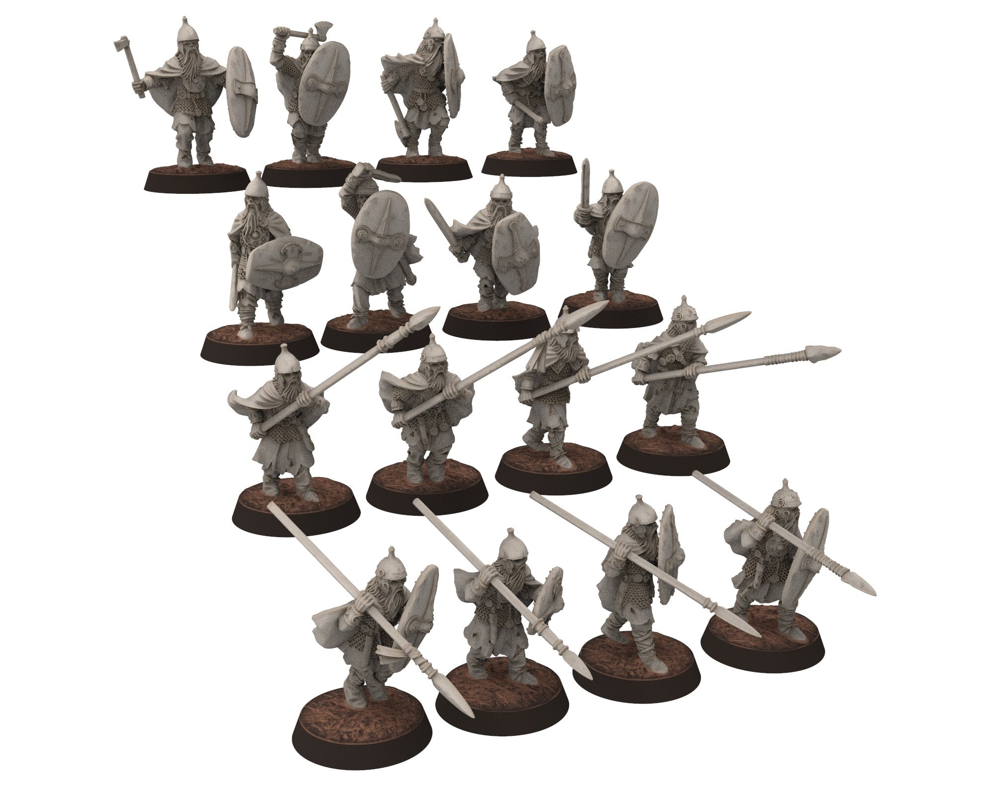 Undead Ghosts - Ghosty Gaul specters of the old war with Spears, under the mountain, miniatures for wargame D&D, LOTR...