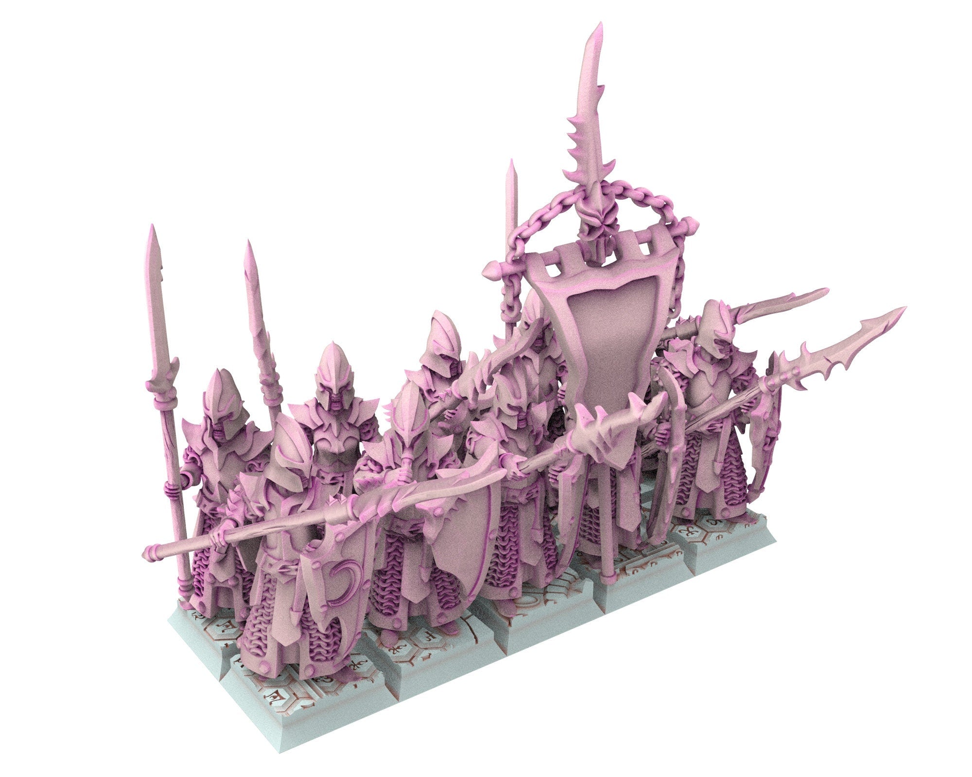 Dark Elves - Swordmen unit 20 soldiers, dark elves, Merciless north pillars usable for 9th Age, Fantasy Battle, Oldhammer, King of war, D&D