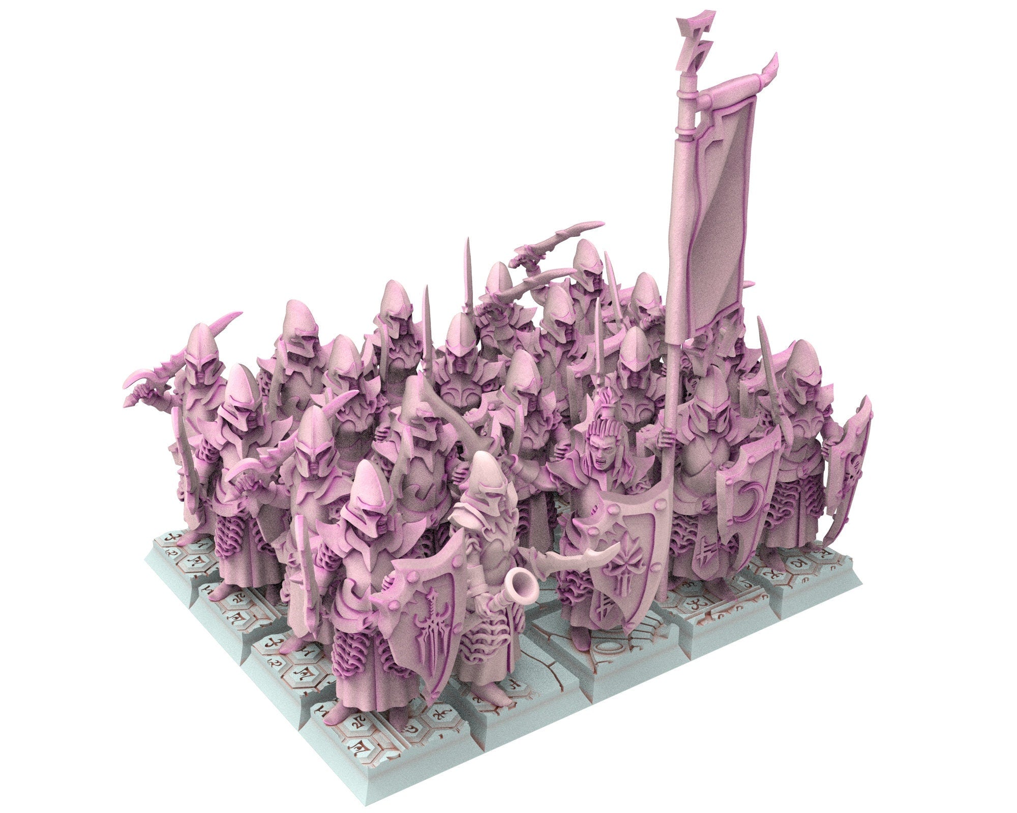 Dark Elves - Swordmen unit 20 soldiers, dark elves, Merciless north pillars usable for 9th Age, Fantasy Battle, Oldhammer, King of war, D&D