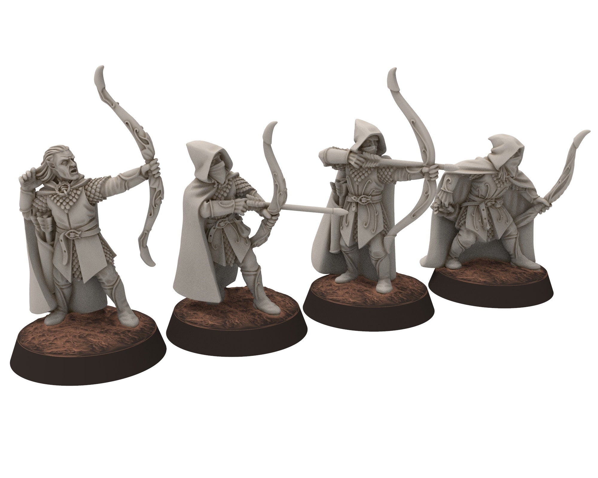 Darkwood - Rangers Wood elves Warriors with Bows complete unit, Middle rings miniatures for wargame D&D, LOTR, Medbury miniatures