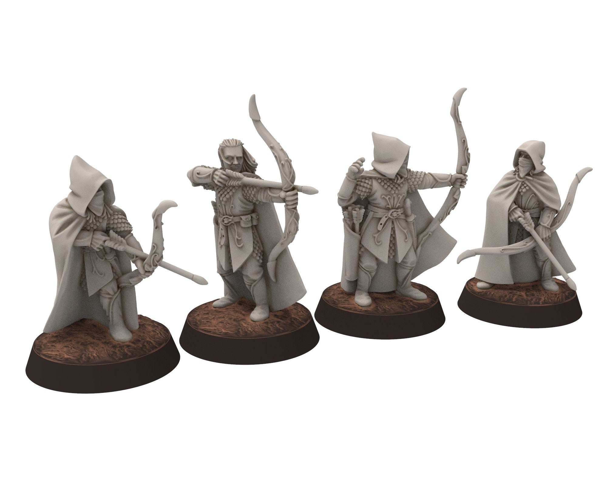 Darkwood - Rangers Wood elves Warriors with Bows complete unit, Middle rings miniatures for wargame D&D, LOTR, Medbury miniatures