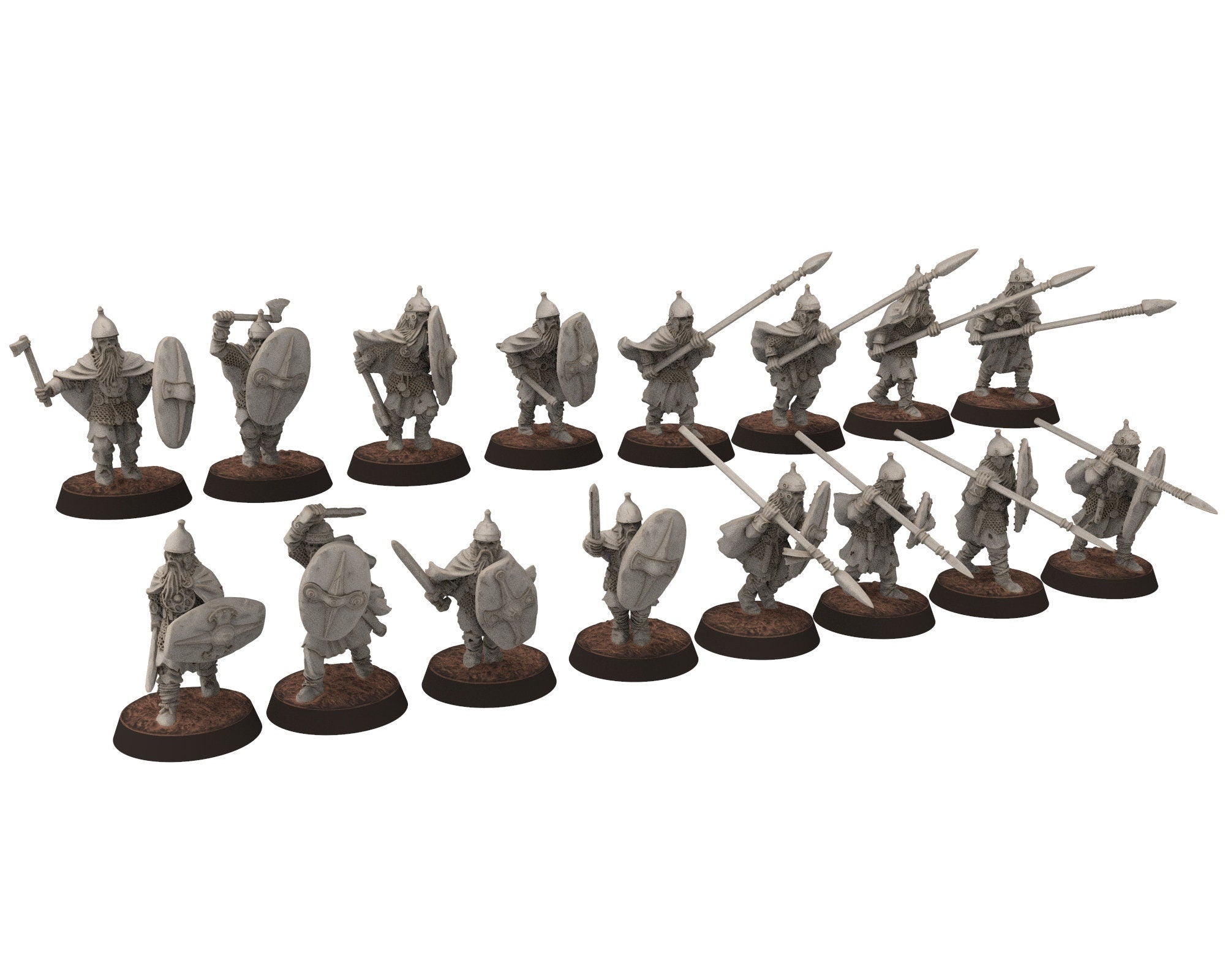 Undead Ghosts - Ghosty Gaul specters of the old war with Spears and Shield, under the mountain, miniatures for wargame D&D, LOTR...