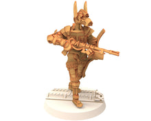 Load image into Gallery viewer, Wound Trackers, Cinan - Anubis - Peret - Tybi : Line, Battle Drone, space robot guardians of the Necropolis, modular posable miniatures
